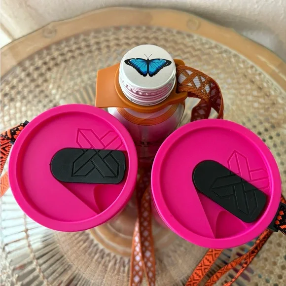 Xcaret MexicoPink Water Bottles with Orange Lanyards - Picture 4 of 7